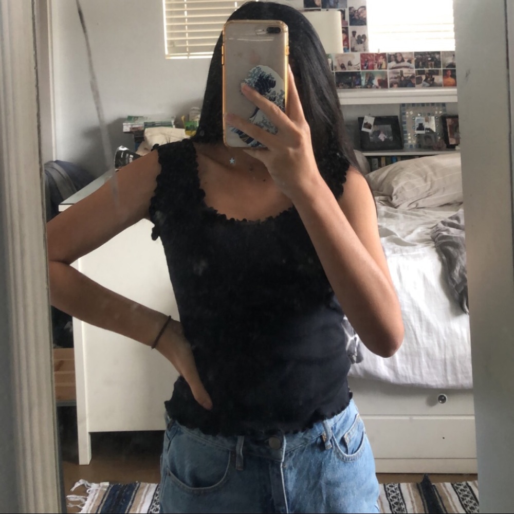 A Ruffled Black Tank Top
